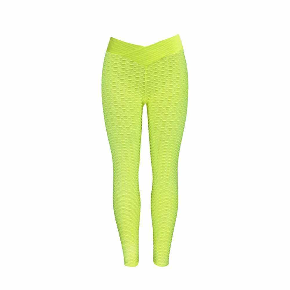 Women Solid Color Stretch Seamless Yoga Pants (green)