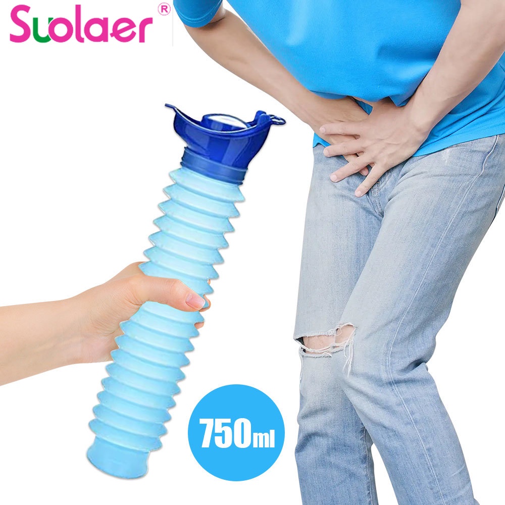 Suolaer 750ML Portable Retractable Urinal Foldable Mobile Toilet Bottle Urinal for Adult and Kids