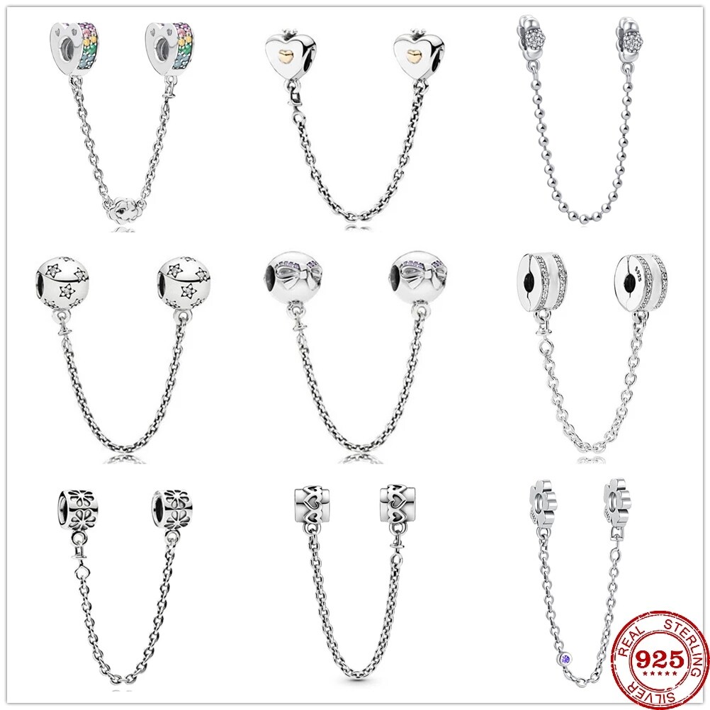 [Preflow ornament] Silver 925 Sparkling Clear SparkleSafety ChainBeadOriginal PendantPendant DIY Jewelry For WomenFashion Choker Necklaces