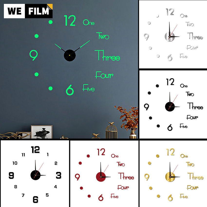 3D Wall Clock Luminous Frameless Wall Clocks DIY Digital Clock Wall Stickers Silent Clock for Home Living Room Office Wall Decor