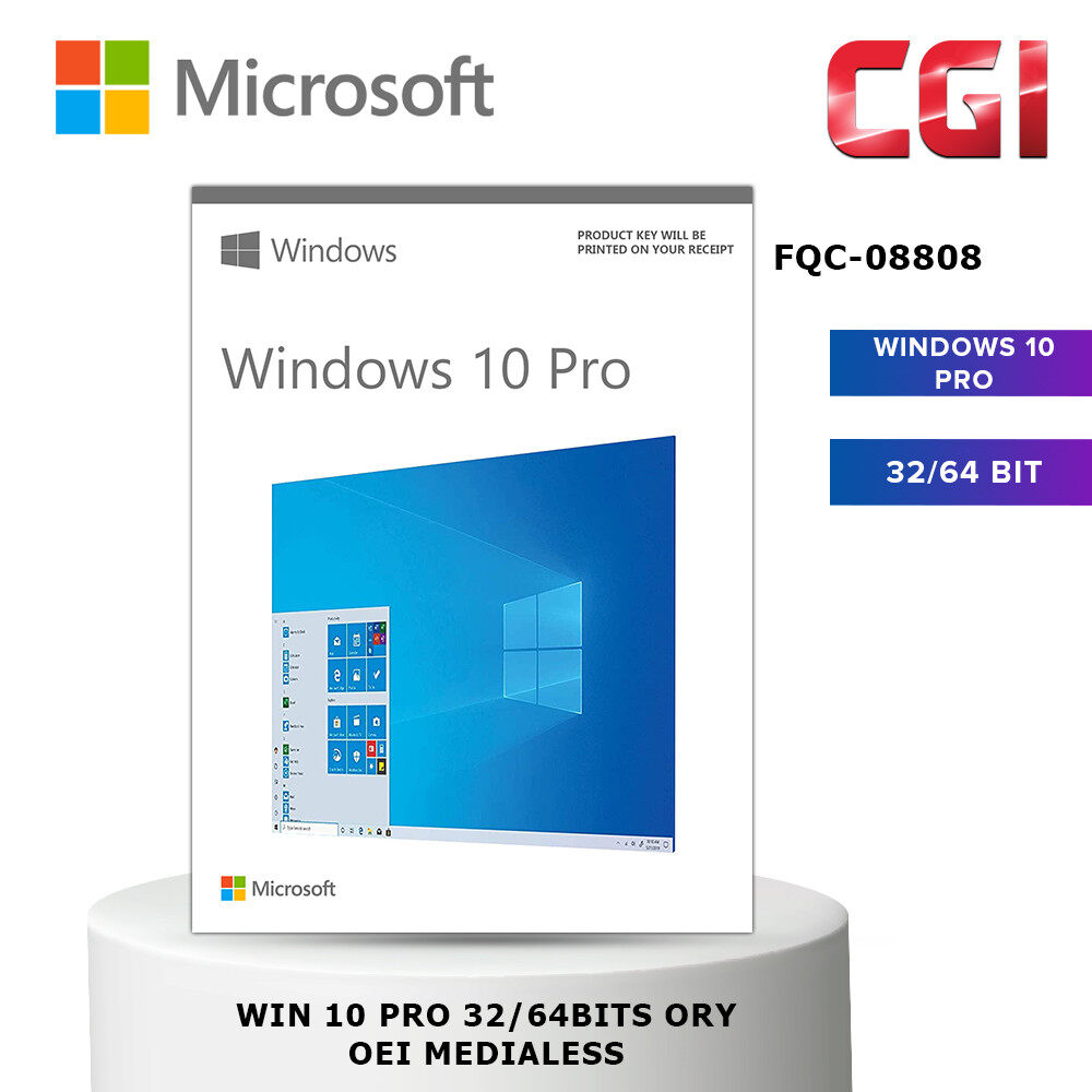 Windows 10 Pro 32/64bits Medialess Pack - FQC-08808