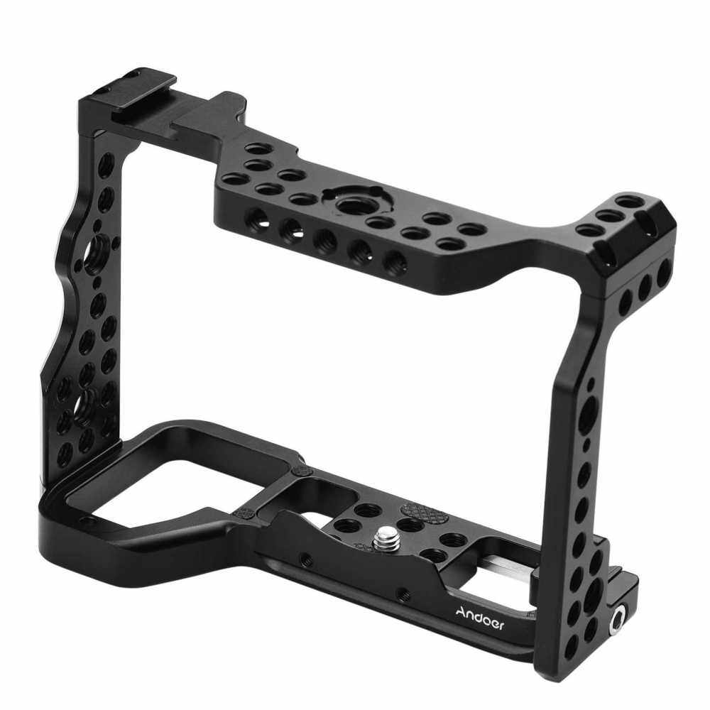 Andoer Aluminum Alloy Camera Cage Rig with Cold Shoe 1/4 3/8 Inch Screw Hole ARRI Locating Hole Accessory Replacement for Sony A9 A9II Camera (Standard)