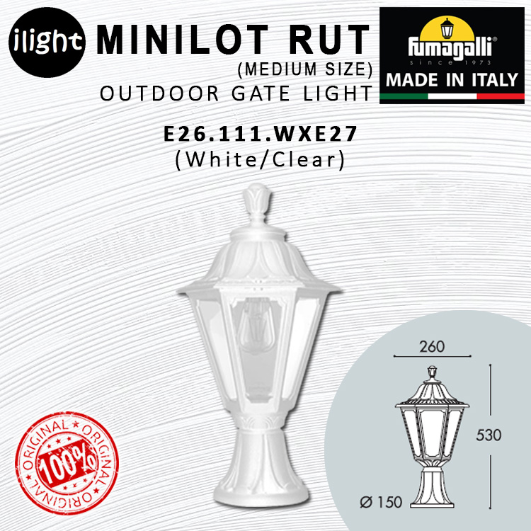 FUMAGALLI MINILOT RUT E27 (M Size) E26.111 | Black White Outdoor Gate Lamp