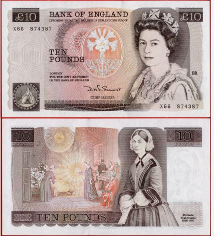 英国/英格兰 UK ENGLAND 10 pounds (1975) UNC 100% NEW AND REAL BANKNOTE
