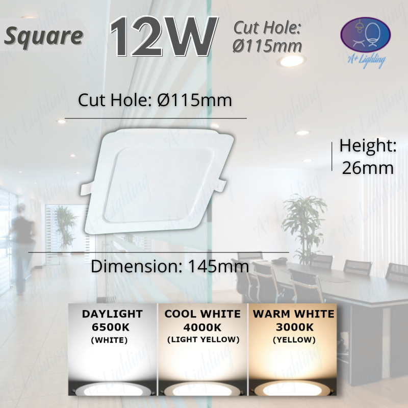 [2 Years Warranty] 4 12W 6 18W 20W LED DOWNLIGHT ROUND SQUARE CUT HOLE CEILING LIGHT PENDANT LIGHT