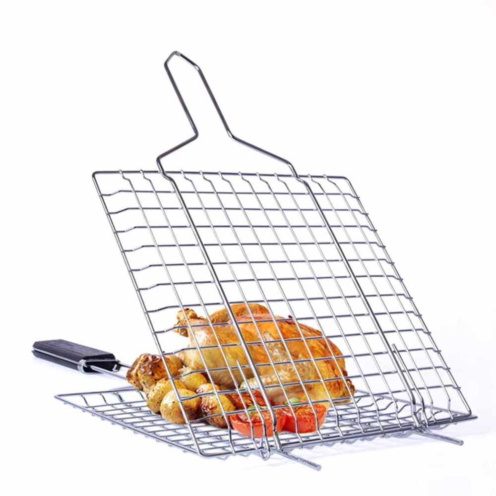 Grilling Basket Non-Stick Barbecue Basket Heavy Duty BBQ Tools Grill Basket for Meats Fish Vegetables Steak (Standard)