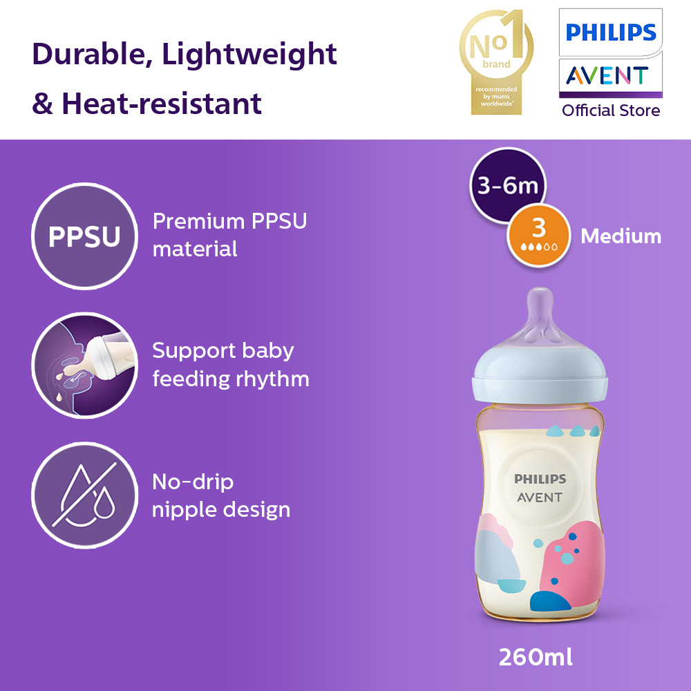Philips Avent Natural Response PPSU Baby Bottle Medium Flow (9oz/260ml) SCY943/01