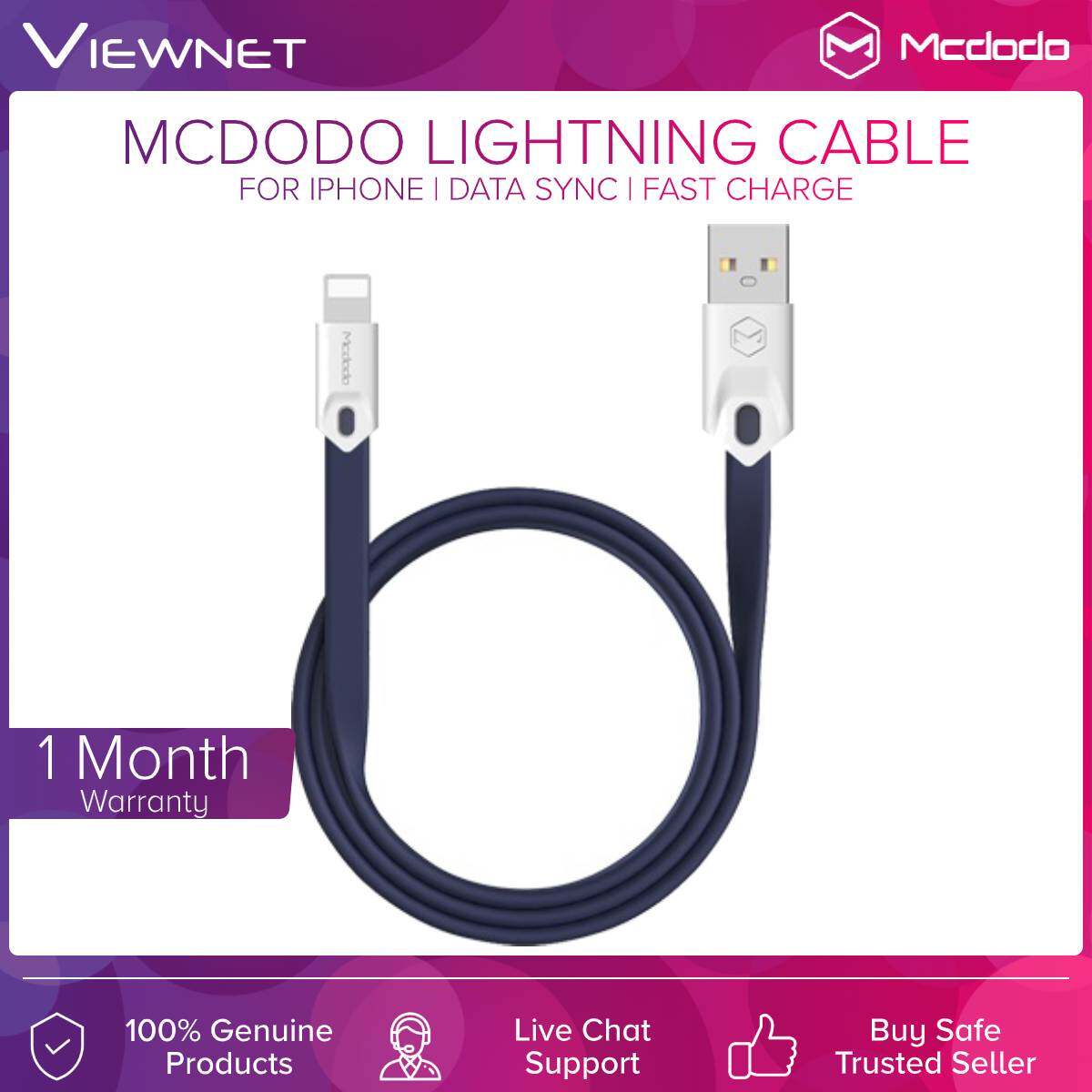 Mcdodo USB Lightning 1M Red / White / Blue Cable (CAB-CA0314/CAB-CA0313/CAB-CA0315)