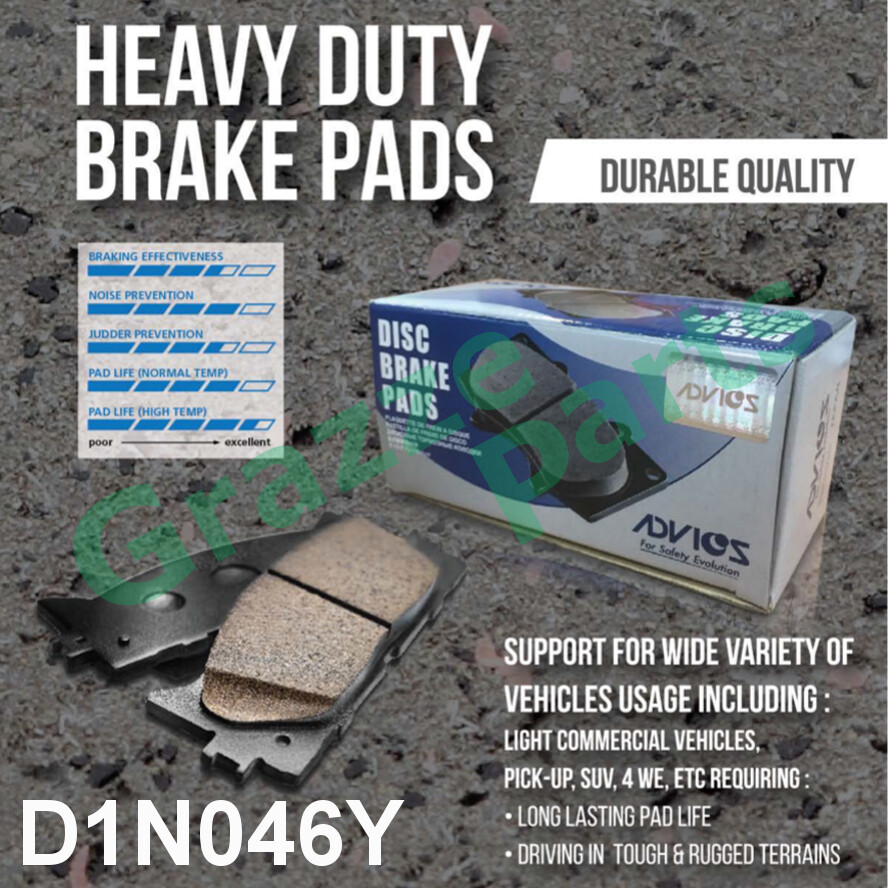 Advics Aisin Heavy Duty Disc Brake Pad Front D1N046Y Perodua Viva 660