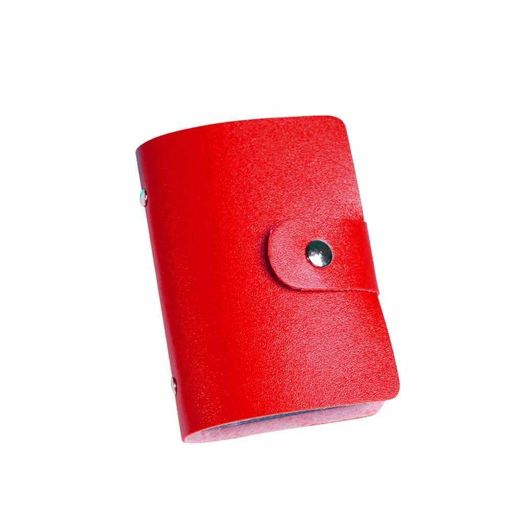 Fashion Women Men Card Holder Organizer 24 Card Slots PU Leather Business ID Credit Card Case (Red)