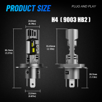 Novsight N99 9005 HB3 9006 HB4 H4 H7 H11 LED Headlight Bulb 100W 24000LM 6500K Super Bright LED Lights for Car High/Low Beam Fog Light 2Pcs Mini 1:1 Design Plug&Play