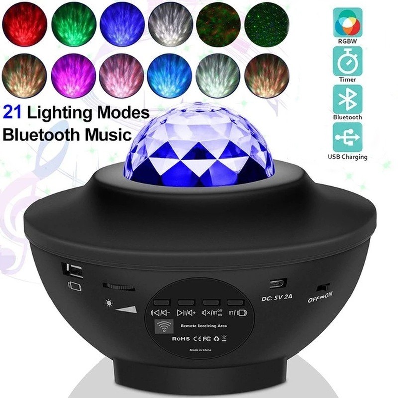 Lampu LED Projektor Galaxy Starry Star Moon Night Lamp Pencahayaan Bilik Tidur Lampu Malam Hiasan Bilik Tidur Starry Sky Atmosphere Night Light