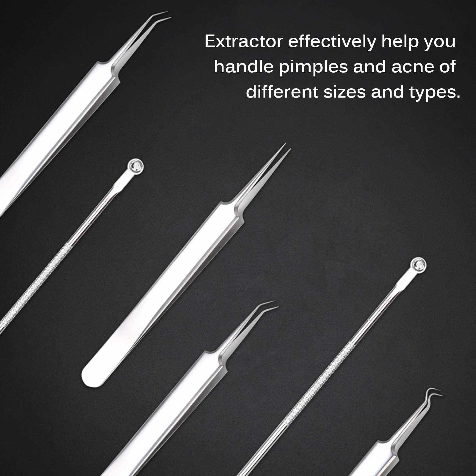 BEST SELLER 4Pcs Blackhead Remover Kit Acne Comedone Pimple Extractor Pimple Cleaner Tool Blackhead Tweezers Extractor with Storage Case (Standard)