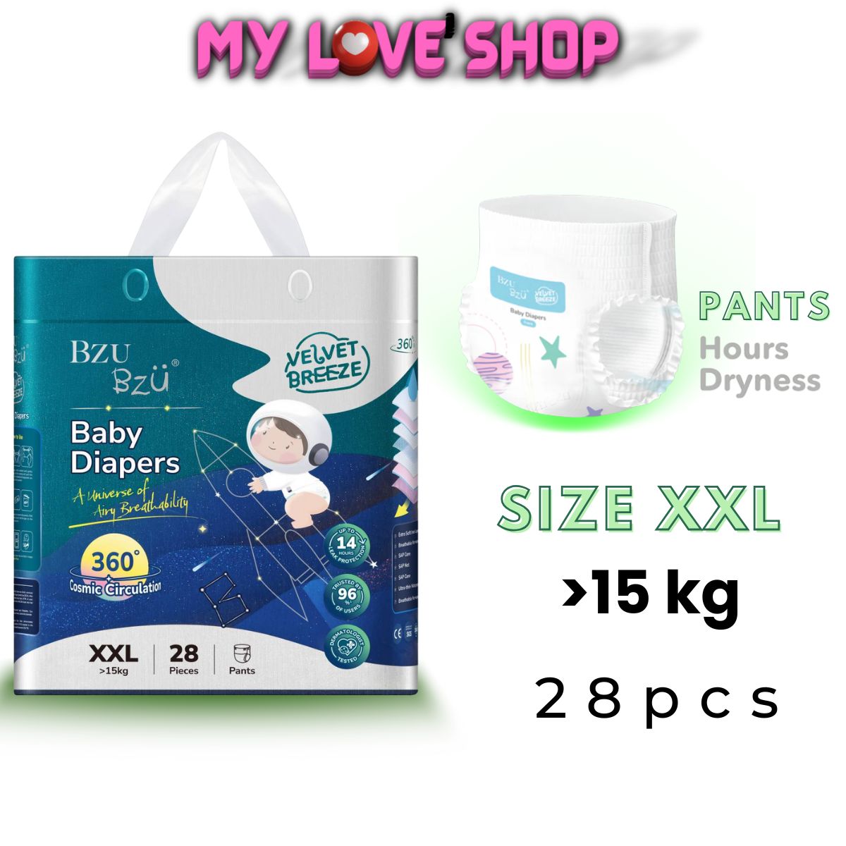 BZU BZU Velvet Breeze Baby Diapers Tape / Pants