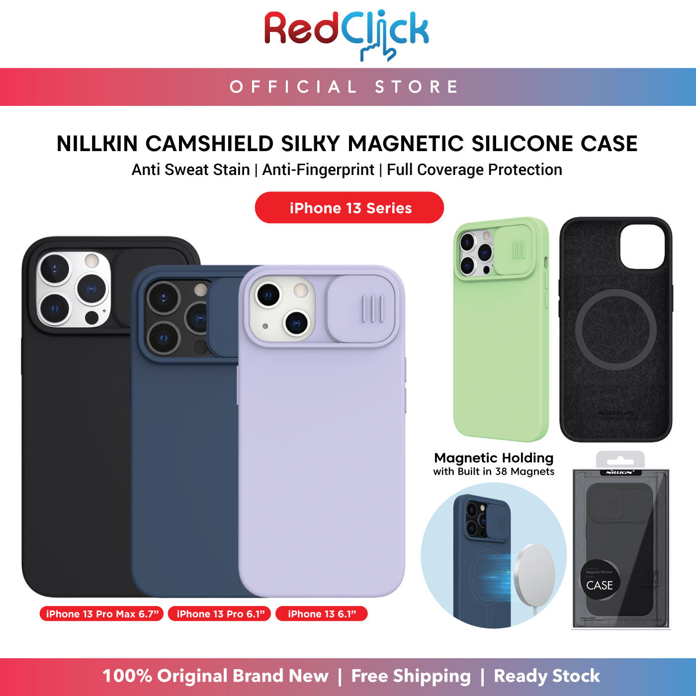 Nillkin  Camshield Silky Magnetic /Camshield Silky Case for iPh 13 /13 Pro /13 Pro Max /12/ 12 Pro /12 Pro Max Slide Cover For Camera Protection Silicone Back Case