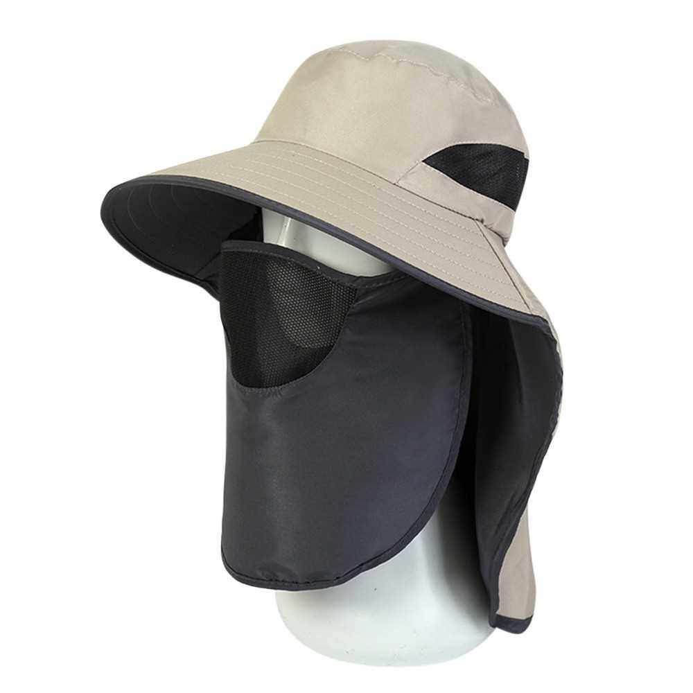 Best Selling UV-Protection Hat Hiking Hat with Removable Mesh Face Neck Flap Cover Fishing Cap for Man Women (Beige)