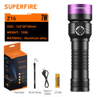 SUPERFIRE UV Light 365nm Ultraviolet Purple Light Led Torch Light Mini Aluminum Alloy Rechargeable LED Pen Flashlight Fluorescent Detection UV Light For Fishing S11-H