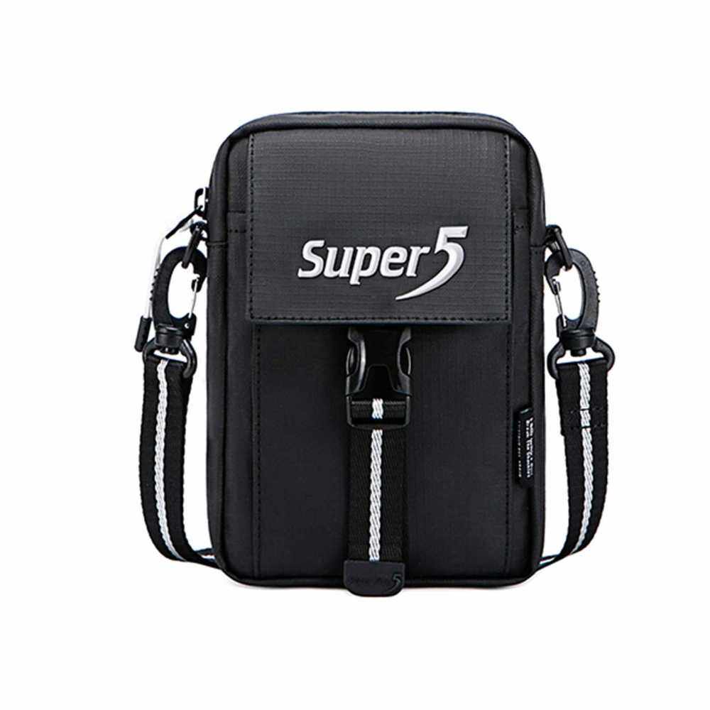 Women Men Mini Crossbody Bag with Pocket Letter Stripe Pattern Zip Handbags Multipurpose Mini Shoulder Bag Purse Pouch Bag (Black)