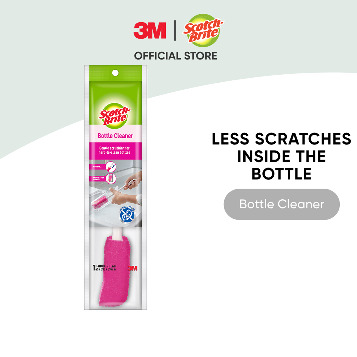 3M™ Scotch-Brite® Bottle Cleaner Less Scratches Inside the Bottle 1 pc/pack For cleaning bottles tumblers and jugs