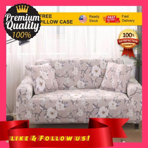 People\'s Choice [ READY STOCK + FREE GIFT ] Sofa Covers Slips Lovely Spring Flower Sarung Sofa Couch Cover Free Pillow Case Home Decor Percuma Sarung Bantal Easy Elastic Universal For Most Modern Sofa Protector