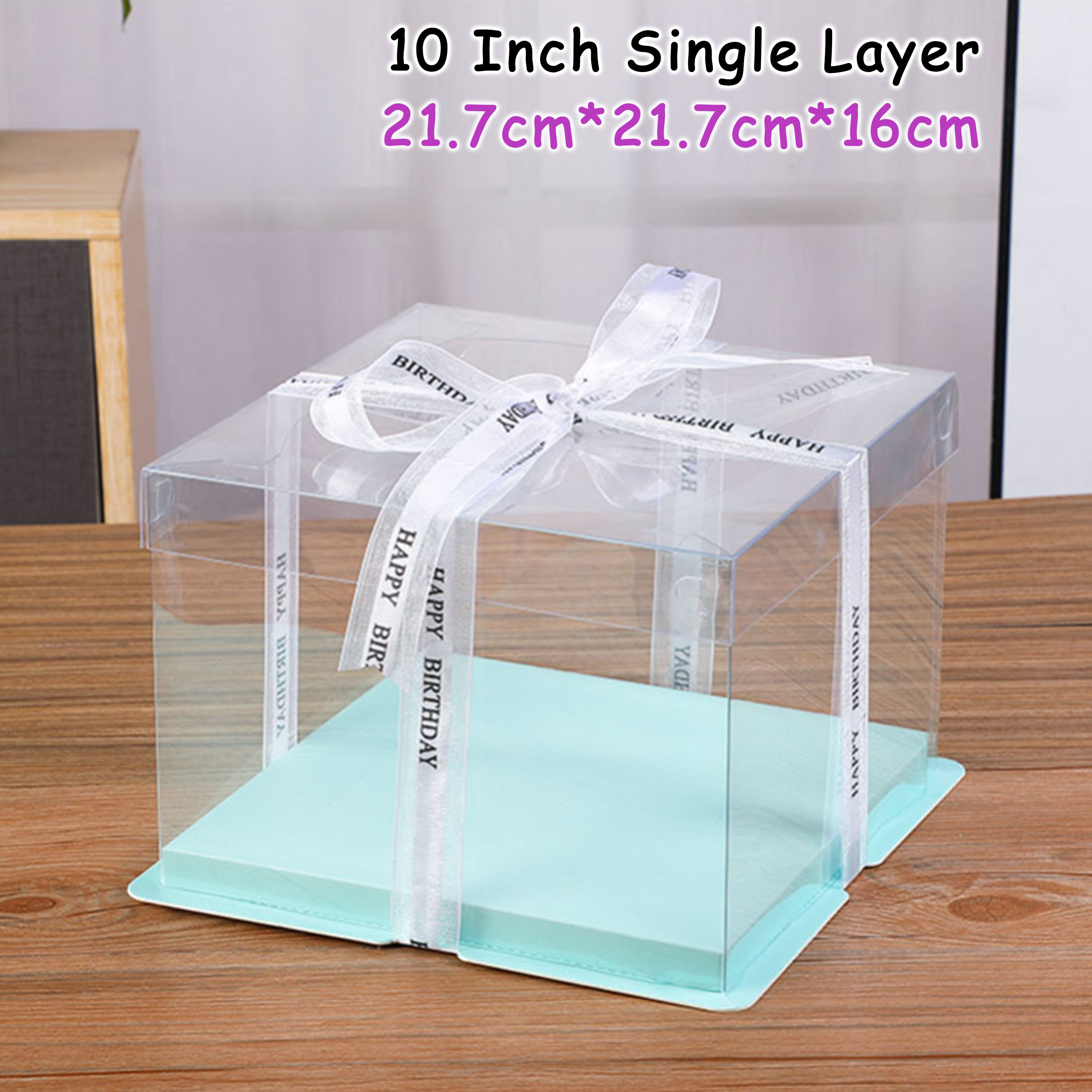 (O Mega) 4 Colour Single/Double/Double Heightened 8/10inch Heighten Cake Box Transparent cake box birthday gift box packaging