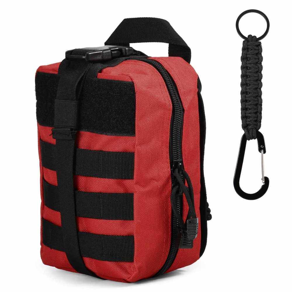 Tactical Waist Pack 600D Nylon First Aid Pouch Tactical Military Pouch Fanny Pack Pocket for Sports Travel Hiking Running Cycling Camping Hunting (Red)