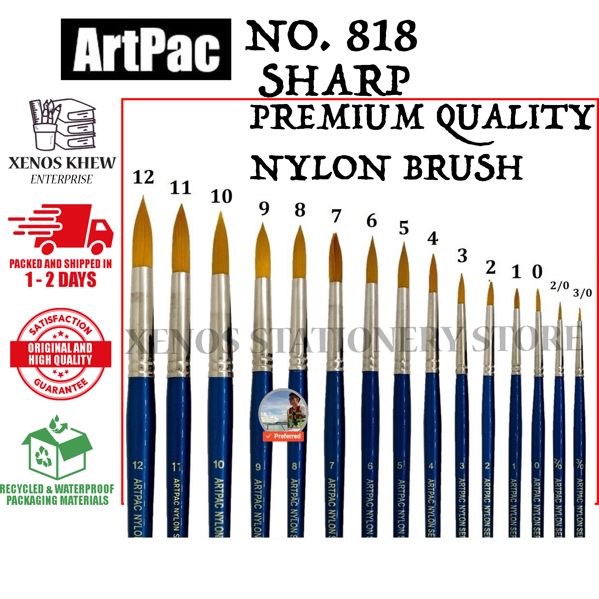 ARTPAC NYLON BRUSH NO.818 / ARTPAC NO.818 NYLON BRUSH [PREMIUM QUALITY] *SINGLE PACKING* (READY STOCK / 100% ORIGINAL)