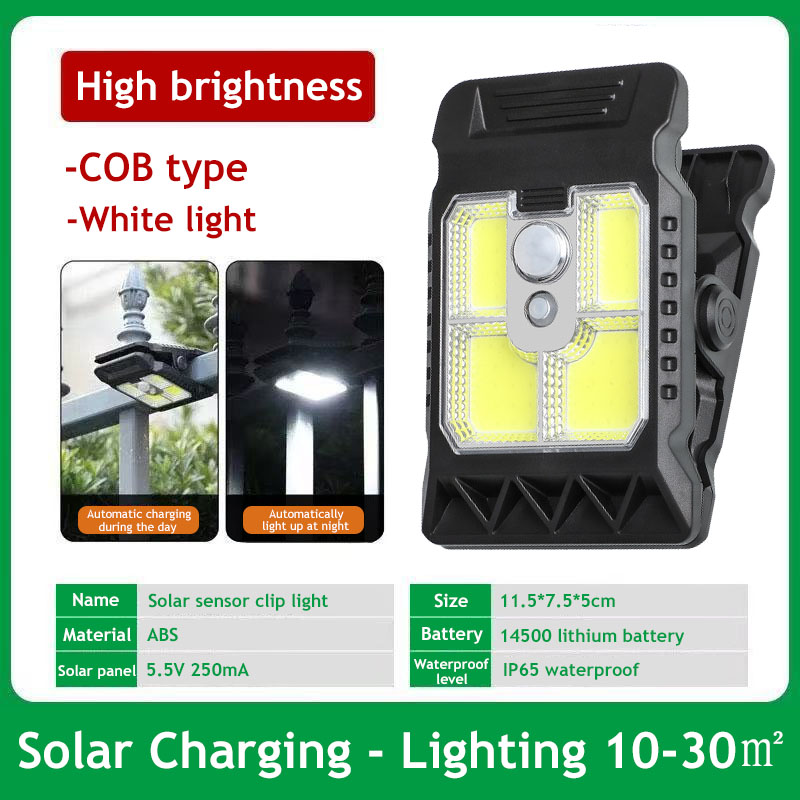 High Bright Solar Clip Light Sensor Wall Lamp Outdoor Lighting Portable Waterproof Camping Light for Garden Fence Deco