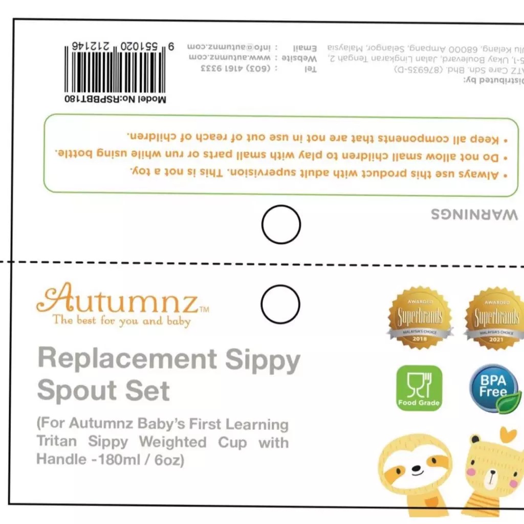 Autumnz Babys First Learning Tritan Sippy Weighted Cup (with Handle) *180ml/6oz*