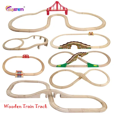 Children Wooden Railway Train Track Set Toy Compatible With Thomas Train Kids Toys Birthday Gift
