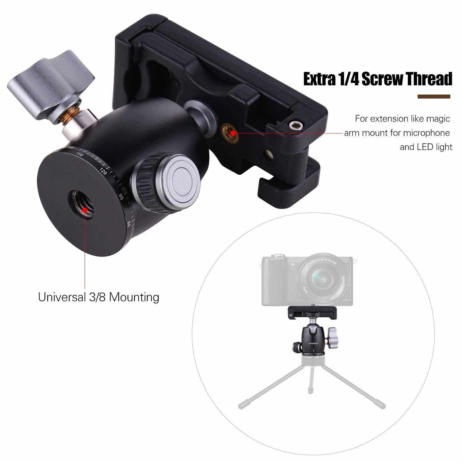 Andoer Tripod Camera Ball Head 360 Swivel Panorama Rotating with ...