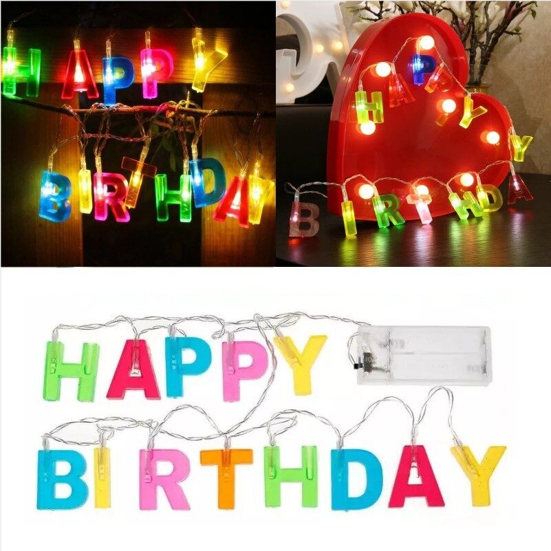 Dây Đèn LED Chữ Happy Birthday Và Giáng Sinh Vui Vẻ Màu Sáng Tạo 1.3M Cho Đèn Trang Trí Tiệc Sinh Nhật Giáng Sinh