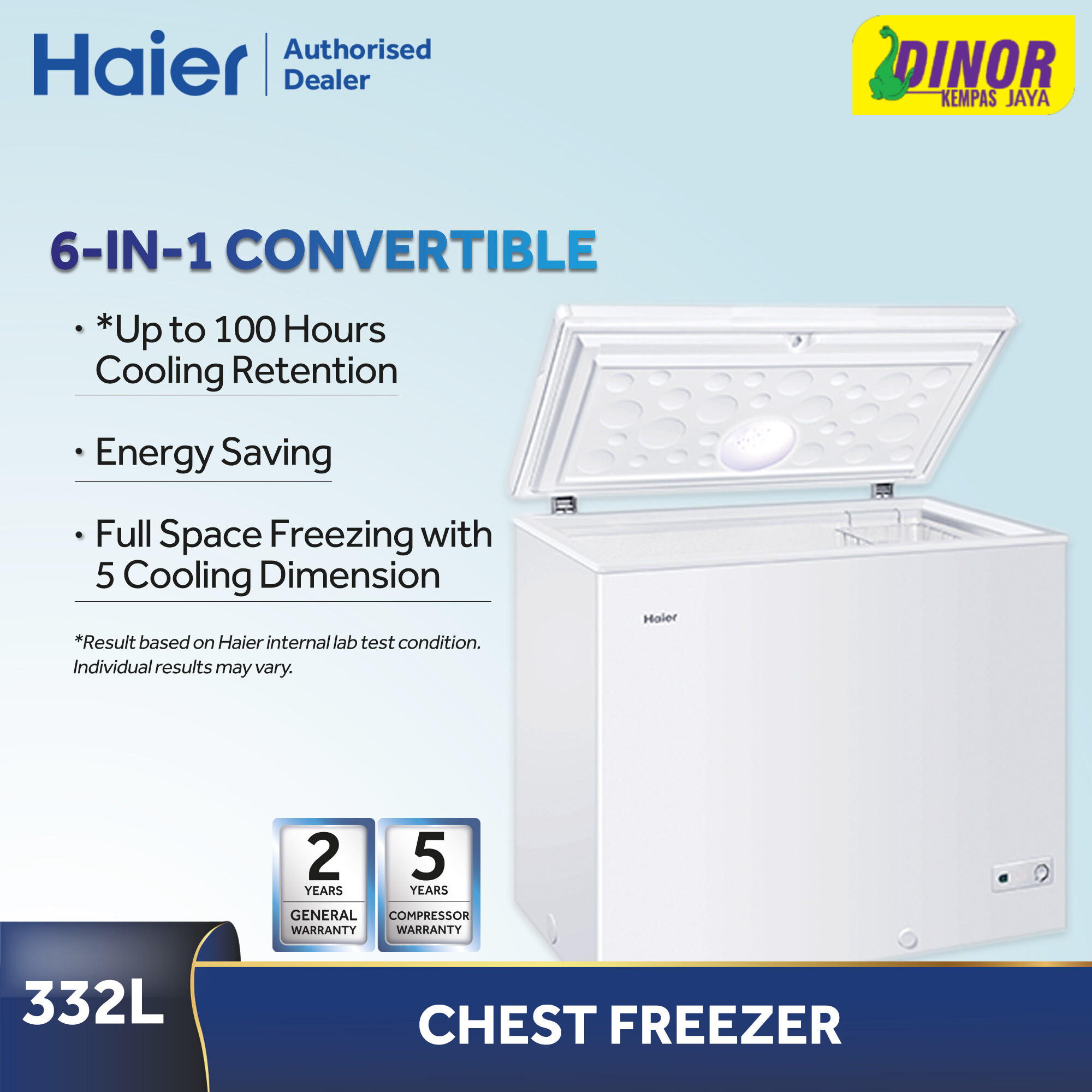 Haier 6-in 1 Convertible Chest Freezer, 332L  BD-328HP / BD328HP / BD-328H