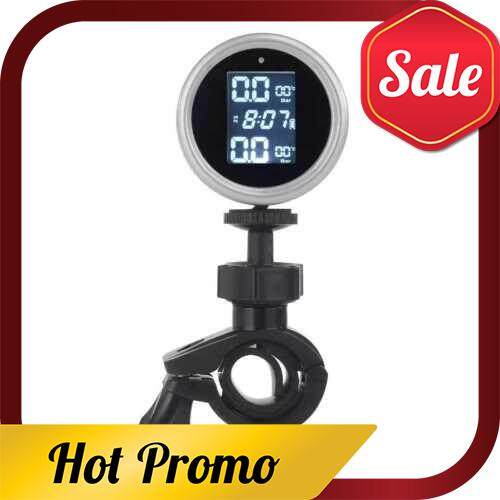 Motorcycle Tire Pressure Monitoring System Wireless TPMS Solar External Sensor LCD Screen Moto Tire Pressure Reading (Silver)