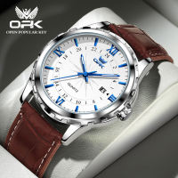 OPK Watches for Men Branded Original 2023 New Waterproof Luminous Calendar Leather strap Casual Business style Quartz