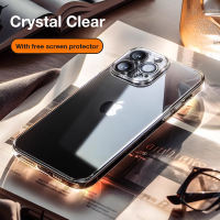 Sanptoch Diamond Glass Clear Phone Case For iPhone 18 17 16 15 14 13 12 11 Pro Max Plus Crystal Transparent Cover For iPhone 17Air Slim Shockproof Protection Hard Casing