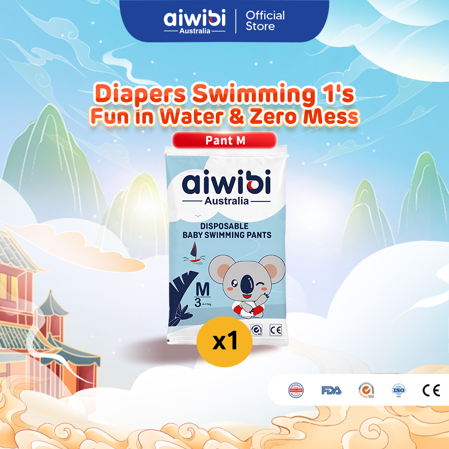 Aiwibi Baby Swimming Diapers Pants M (1Pack)(Lampin Berenang Aiwibi)