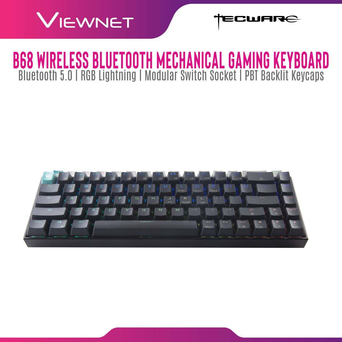 Tecware B68 Wireless Bluetooth Gaming Keyboard with Modular Switch Sockets , Gateron Switchs , RGB Illumination 