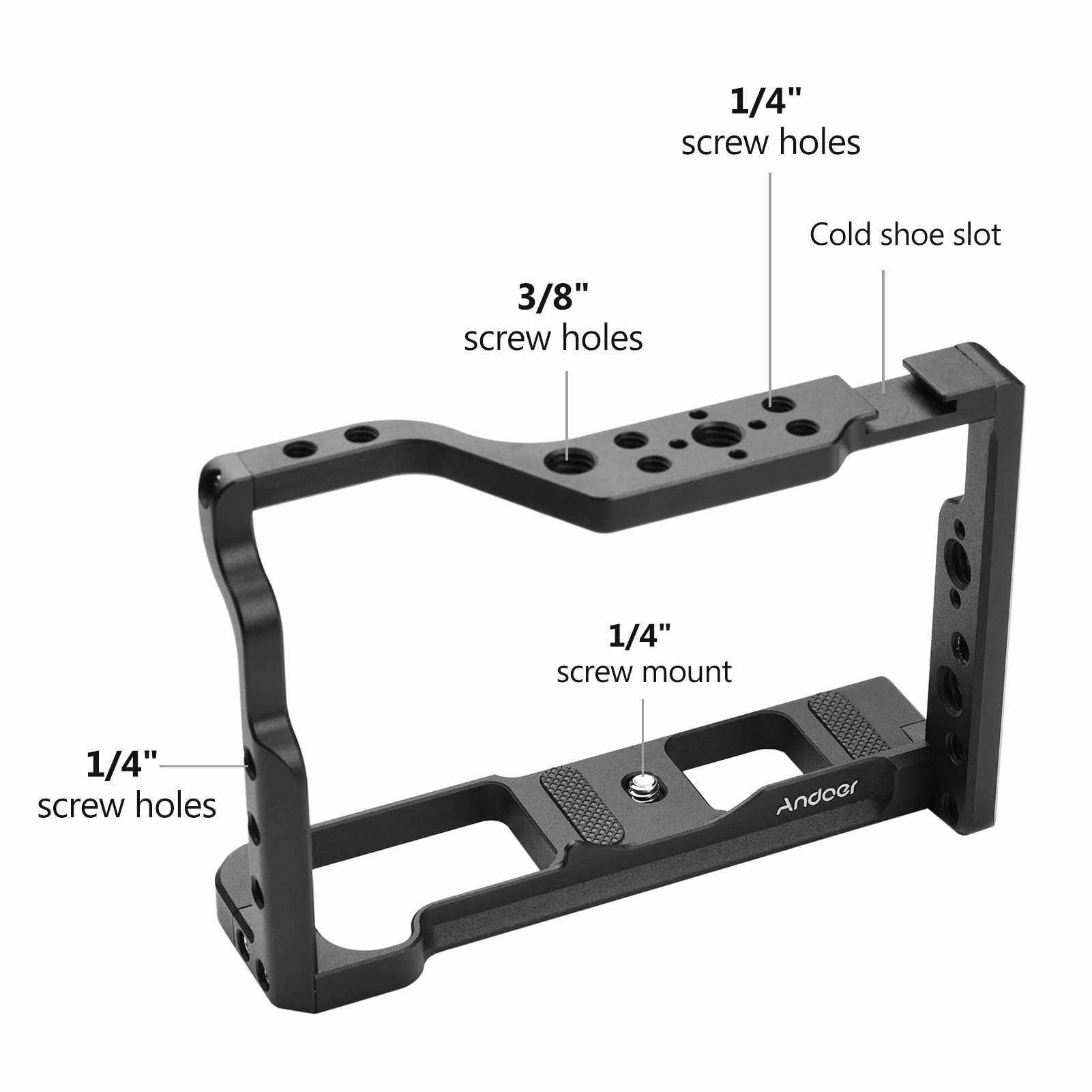 Andoer Aluminum Alloy Camera Cage Protective Vlog Cage Film Making System with Cold Shoe for Microphone Fill Light Compatible with Fujifilm X-T3 X-T2 ILDC Camera (Standard)
