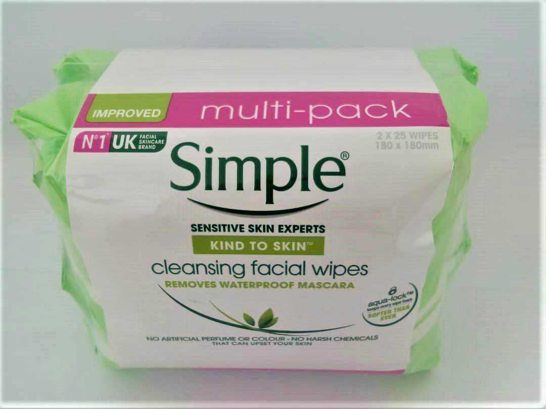 Simple Cleansing Facial Wipes 25 wipes x 2 (TWIN PACK)