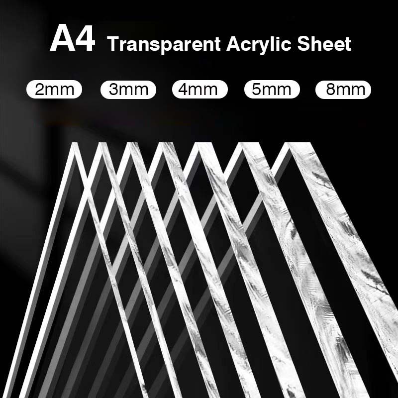 A4 Transparent Acrylic Sheet 210x297mm (2mm 3mm 4mm 5mm 8mm) Clear Perspex Board