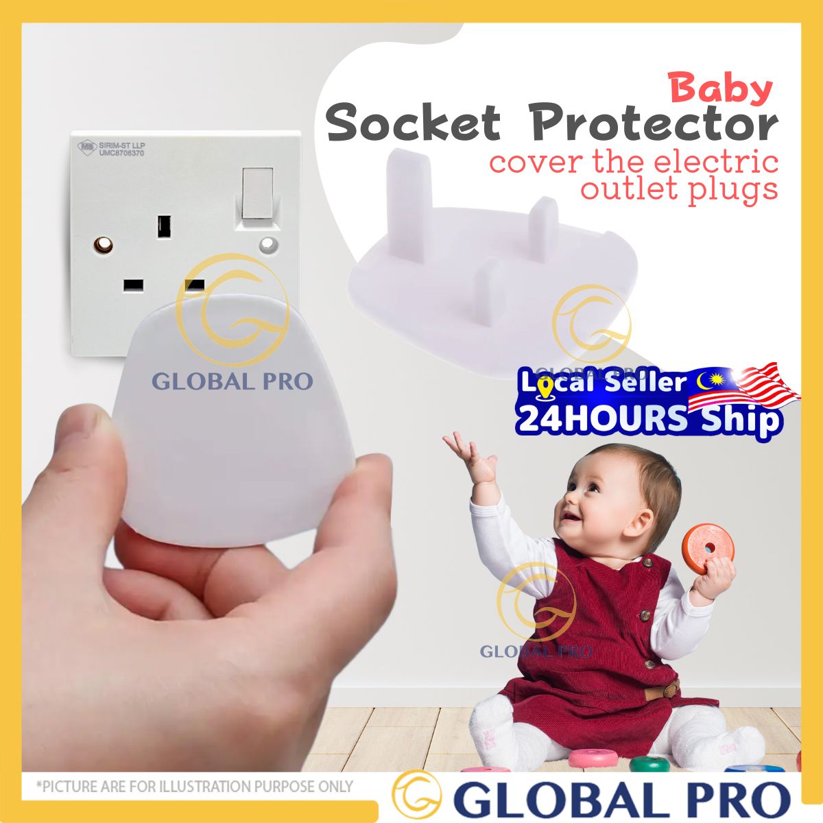 [1PCS] Cover Socket 3 Pin Plug Protection Plug Protector Safety Plug Extension Suiz Cover Anti Shock Child Outlet Cover