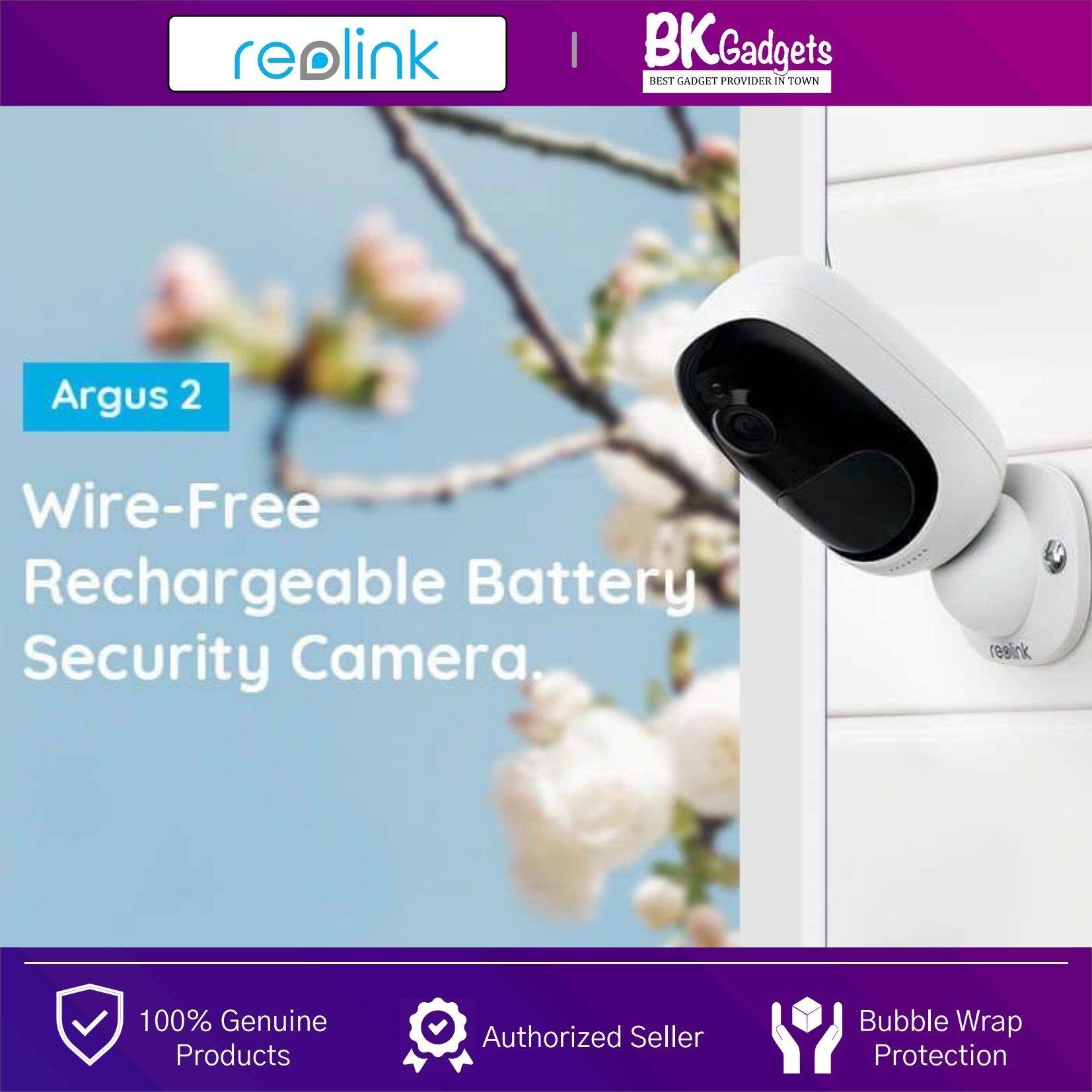 Reolink Argus 2 1080P Full HD Security IP Camera CCTV - CMOS | 130 Diagonal | 5200mAh Rechargeable Battery | 2 Way Audio | Night Vision 10m | PIR Motion Detect | Outdoor IP65