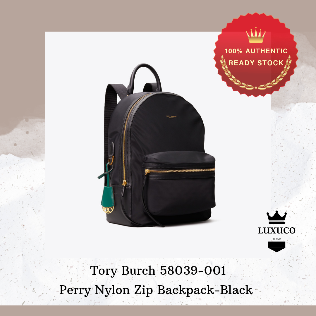 CLEARANCE! 100% Original Tory Burch Perry Nylon Zip Women Backpack-Black  58039 - 001 | PGMall