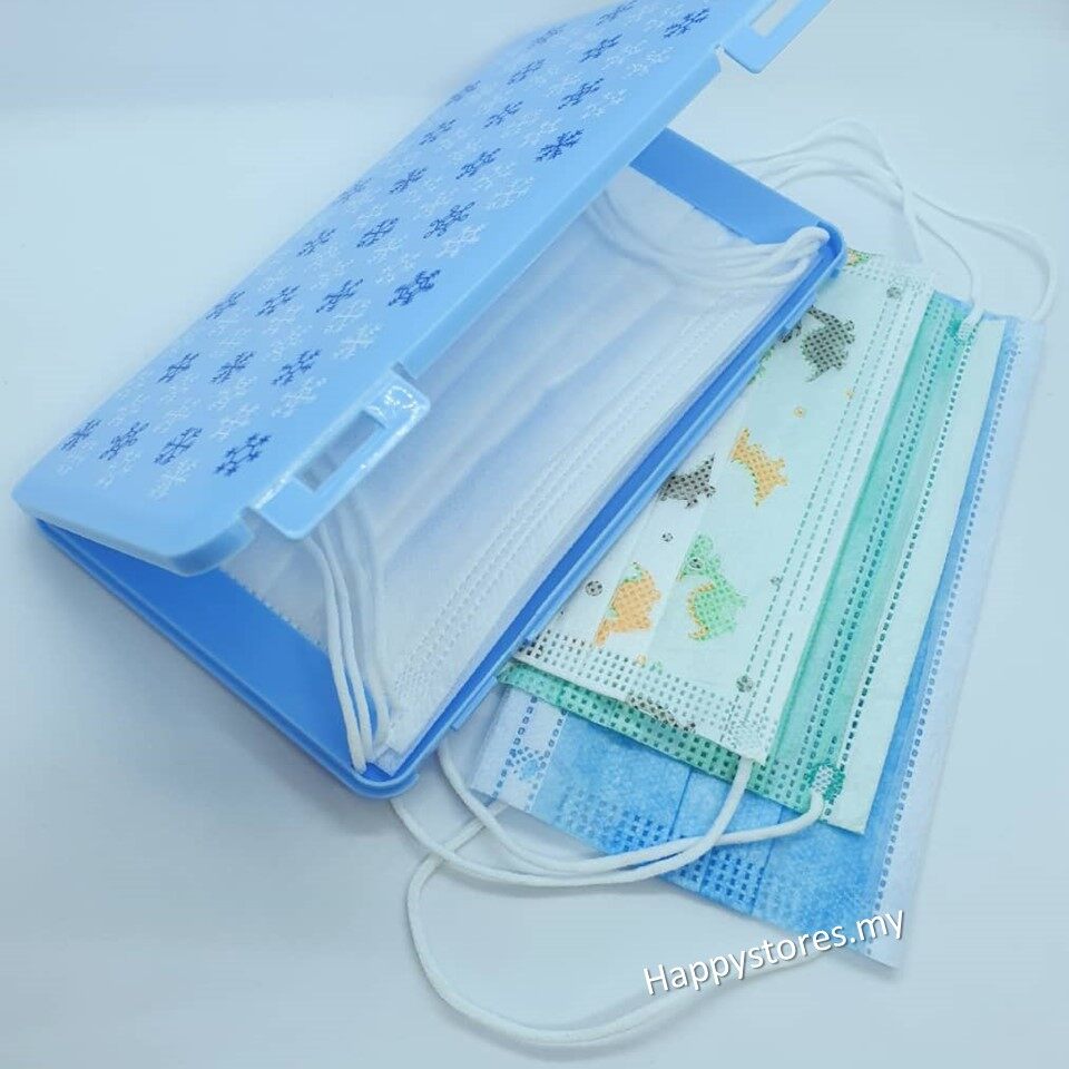Blue Mask Storage Box Mask Keeper Foldable Mask Storage Face Masks