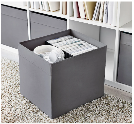 DRNA Box / Dark Grey / 33x38x33cm / Storage box / Organiser / Velvety Fabric Box