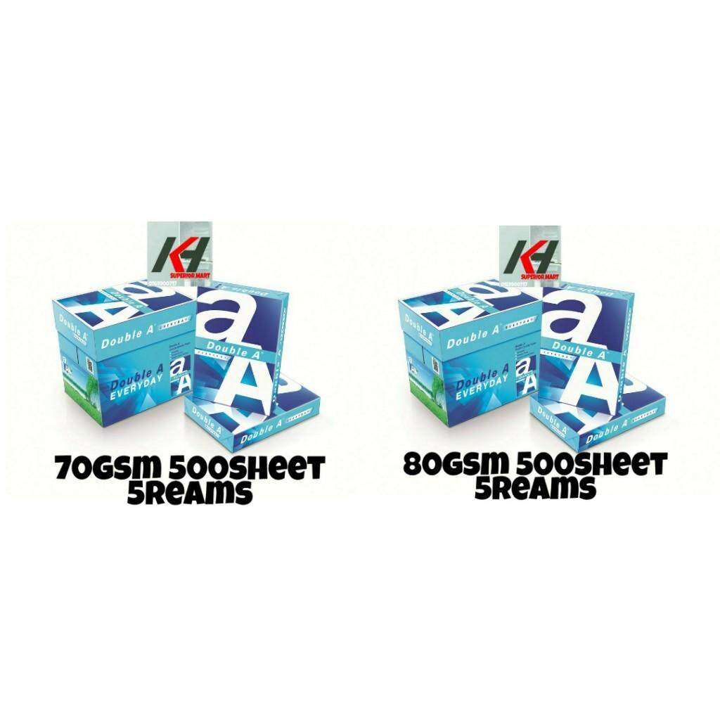 Double A A4 Paper 70gsm / 80gsm (1 Carton/5 reams) New PGMall