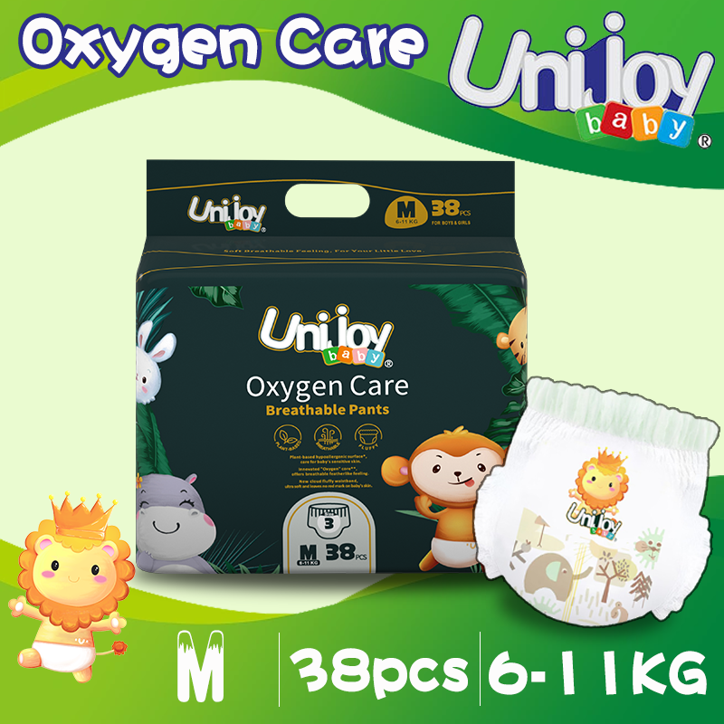 Unijoy Baby Newborn Diaper Oxygen Care Lampin Kanak (S 44 Pieces / M 38 Pieces / L 32 Pieces / XL 28 Pieces / XXL 24 Pieces) Diaper Tape (4 Packs)