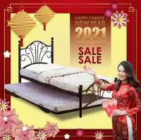 [FREE GIFT 1 X RM99 T-SHIRT]  3V Single Metal Bed With Pull Out Bed Bed Frame