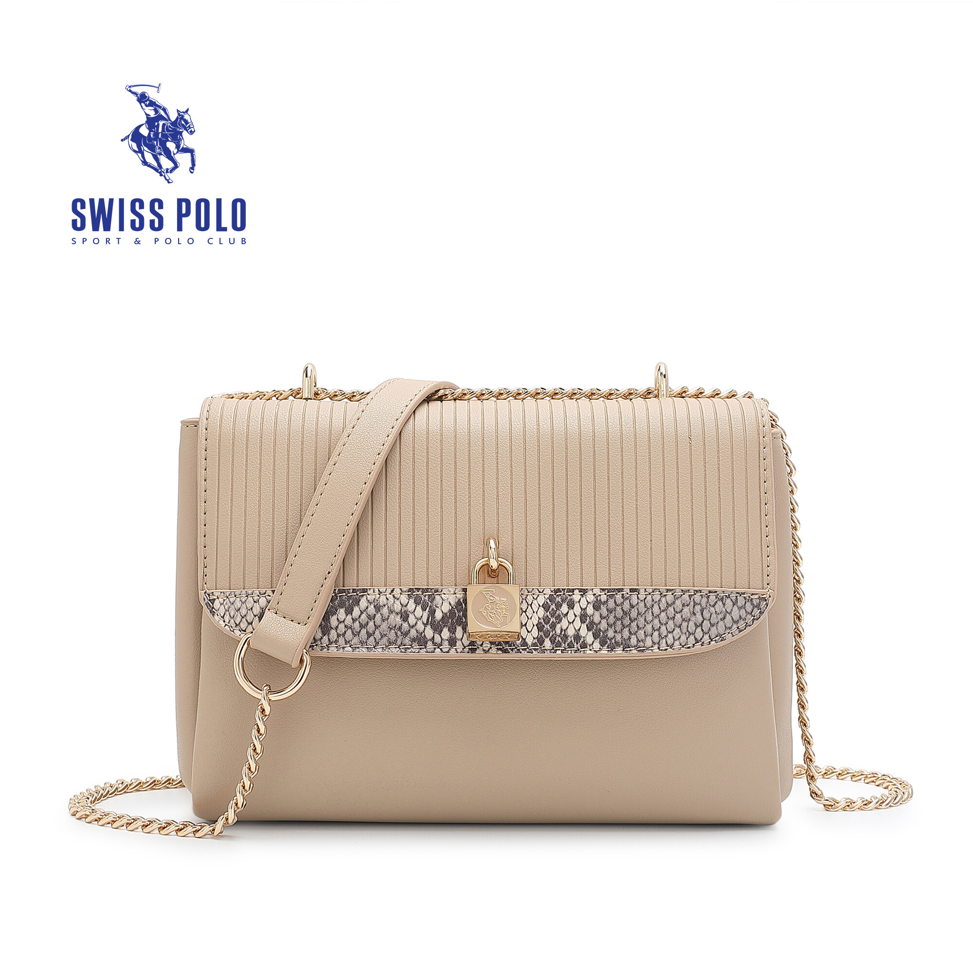 SWISS POLO Ladies Chain Sling Bag HHF 3174-4 APRICOT